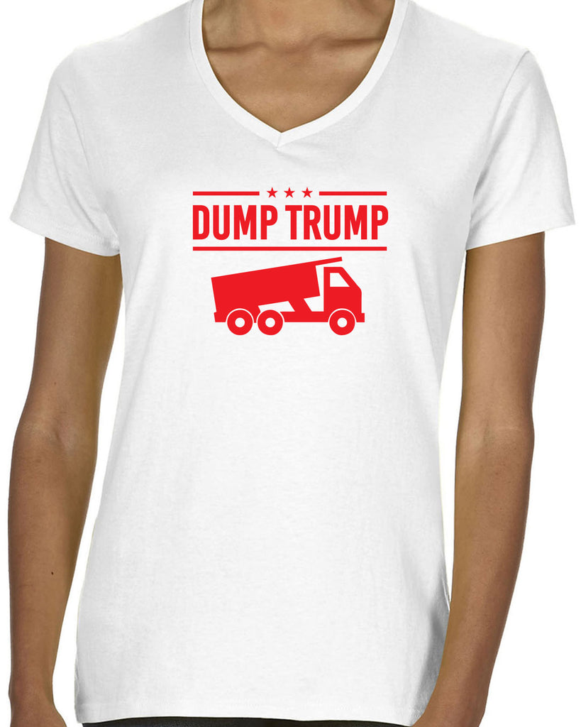 Dump Trump Womens V-neck Shirt democrat progressive liberal not my president anti trump election politics