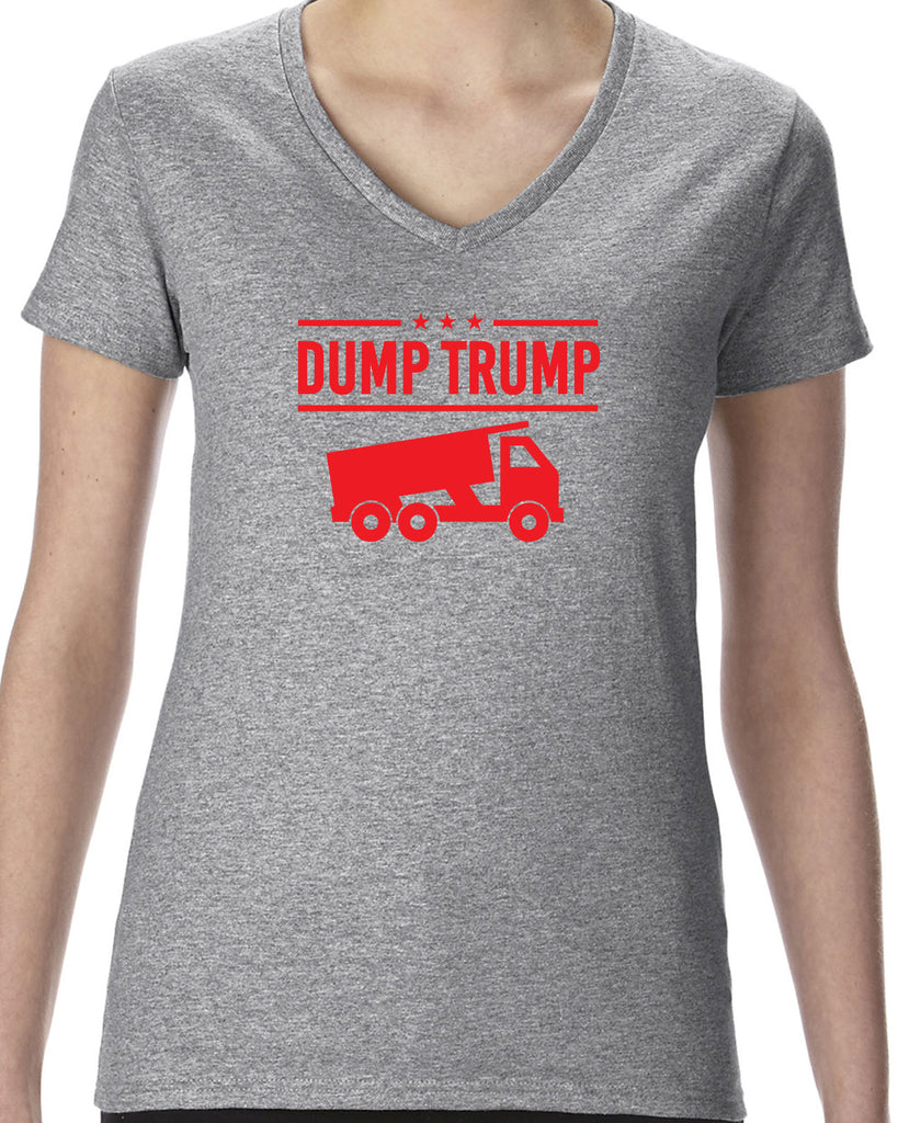 Dump Trump Womens V-neck Shirt democrat progressive liberal not my president anti trump election politics