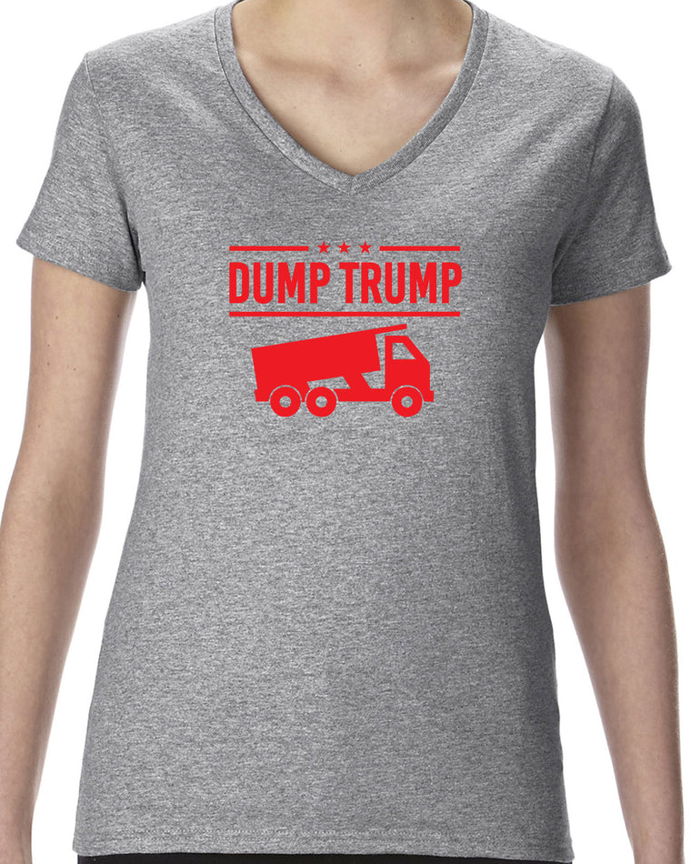 Women's Short Sleeve V-Neck T-Shirt - Dump Trump
