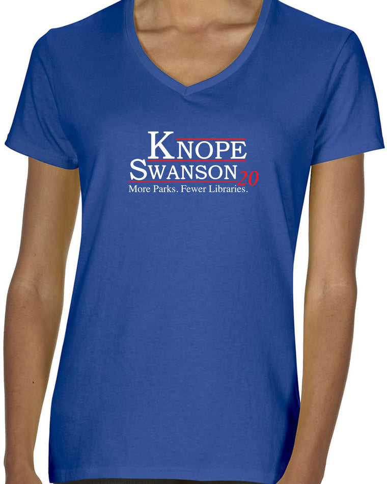Women's Short Sleeve V-Neck T-Shirt - Knope Swanson 2020