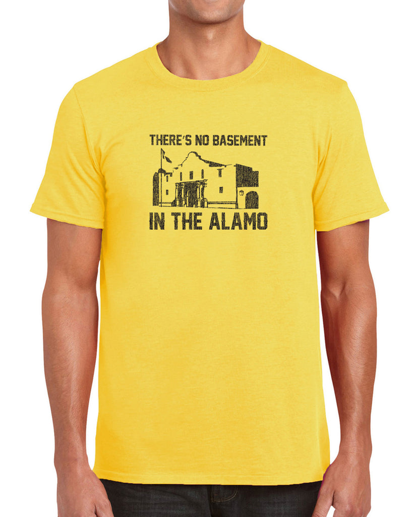 Theres no basement in the alamo Mens T-shirt funny 80s movie pee wees big adventure texas history vintage retro