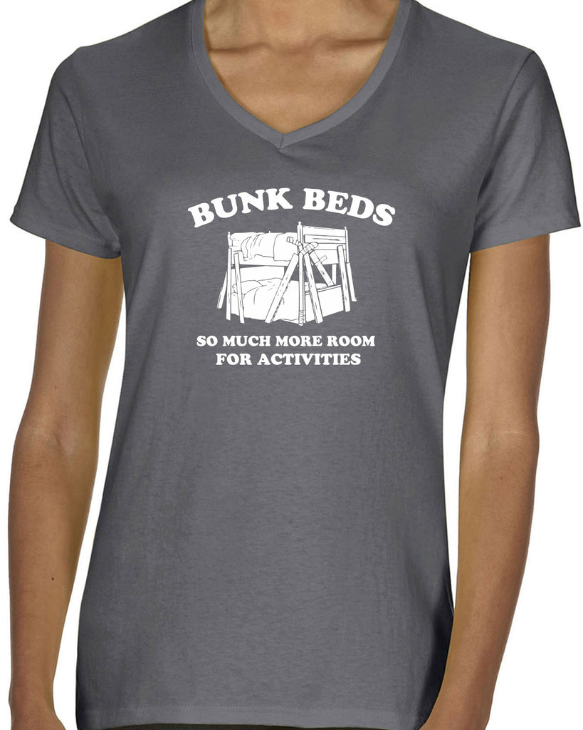 Bunk Beds Womens V-neck Shirt so much more room for activities step brothers funny movie prestige worldwide boats and hoes college party