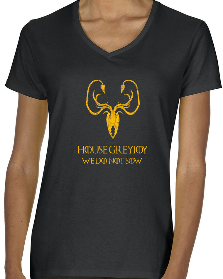 Women's Short Sleeve V-Neck T-Shirt - House Greyjoy