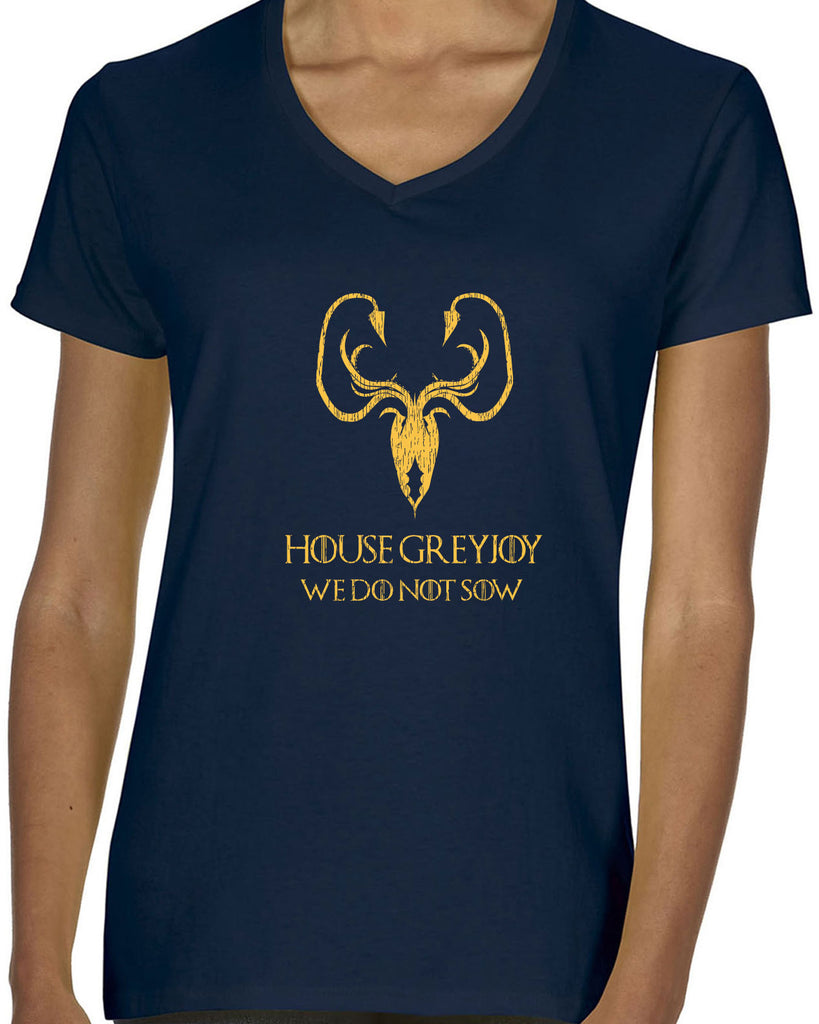 Women's Short Sleeve V-Neck T-Shirt - House Greyjoy