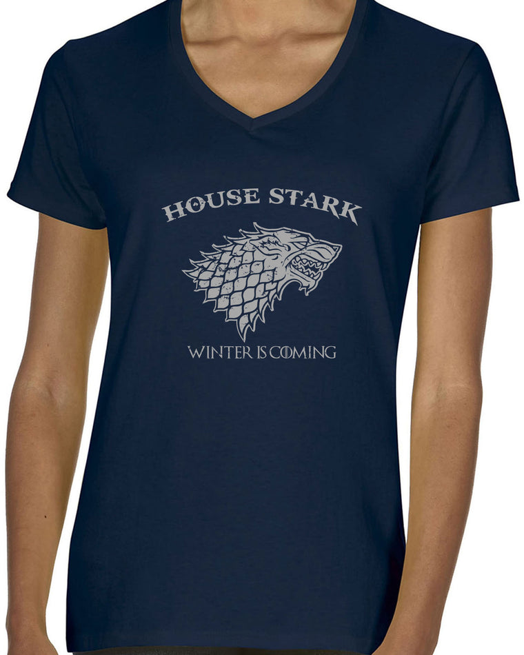 Women's Short Sleeve V-Neck T-Shirt - House Stark