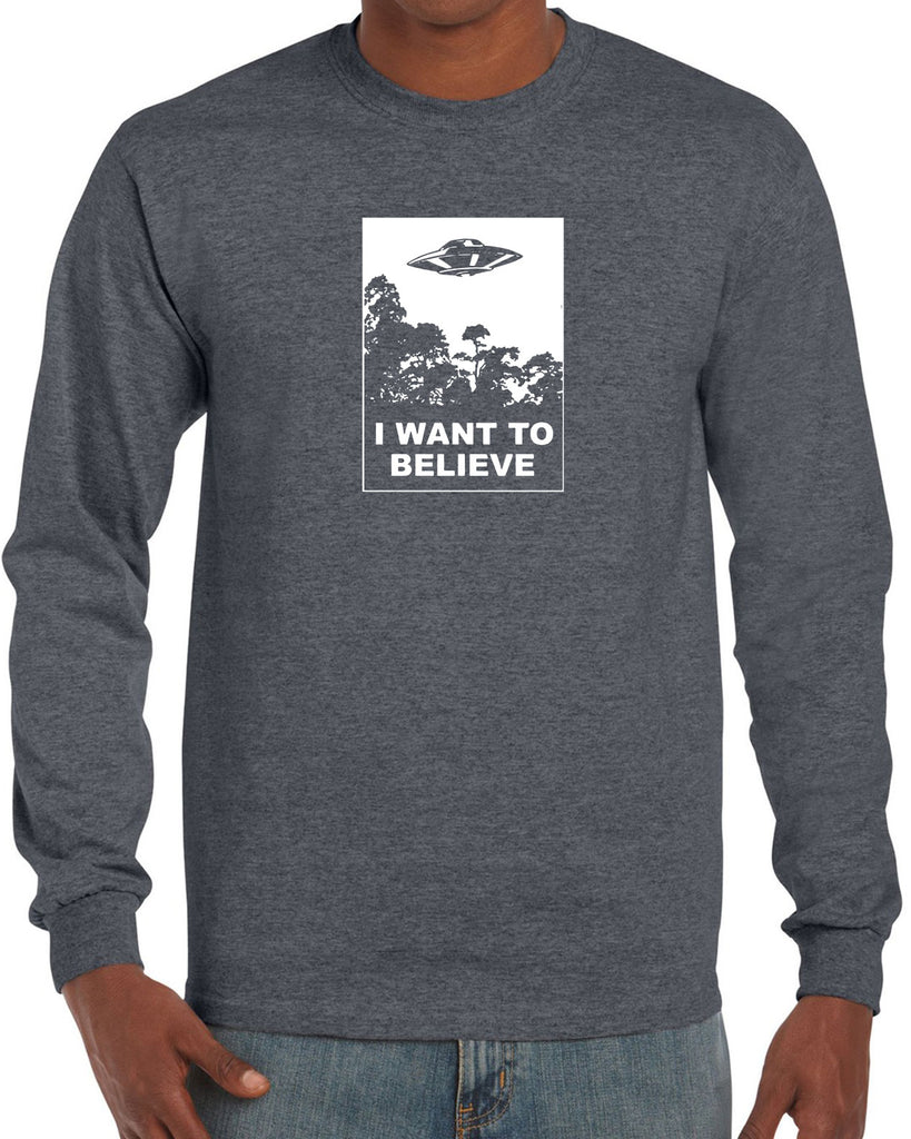 I want to believe Long Sleeve Shirt alien ufo tv show scary vintage retro flying saucer files