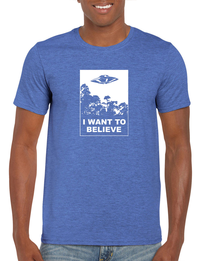 I want to believe Mens T-shirt alien ufo tv show scary vintage retro flying saucer files