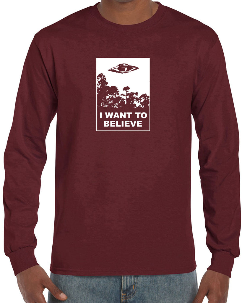 I want to believe Long Sleeve Shirt alien ufo tv show scary vintage retro flying saucer files