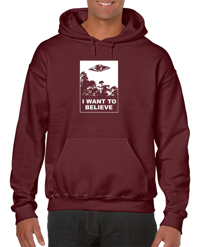 I want to believe Hoodie Hooded Sweatshirt alien ufo tv show scary vintage retro flying saucer files