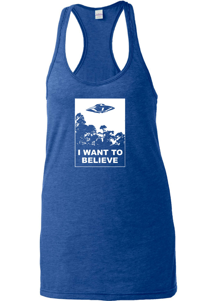 I want to believe Racerback Tank Top racer back alien ufo tv show scary vintage retro flying saucer files