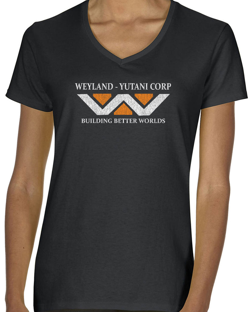 Weyland-Yutani Corporation Womens V-neck T-shirt aliens 80s movie scary horror film alien