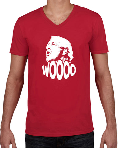 Wooo Mens V-neck T-shirt stylin', profilin', limousine riding, jet flying, kiss-stealing, wheelin' and dealin' son of a gun wrestling 90s wrestler legend champion heavy weight