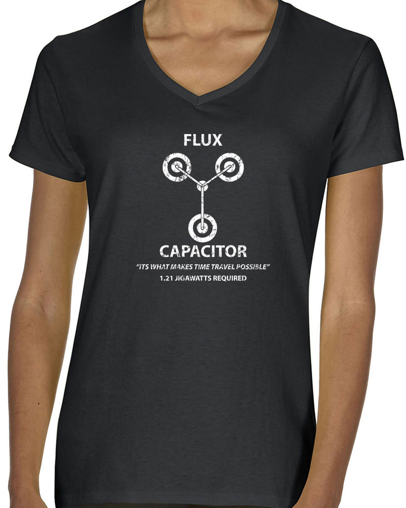Women's Short Sleeve V-Neck T-Shirt - Flux Capacitor