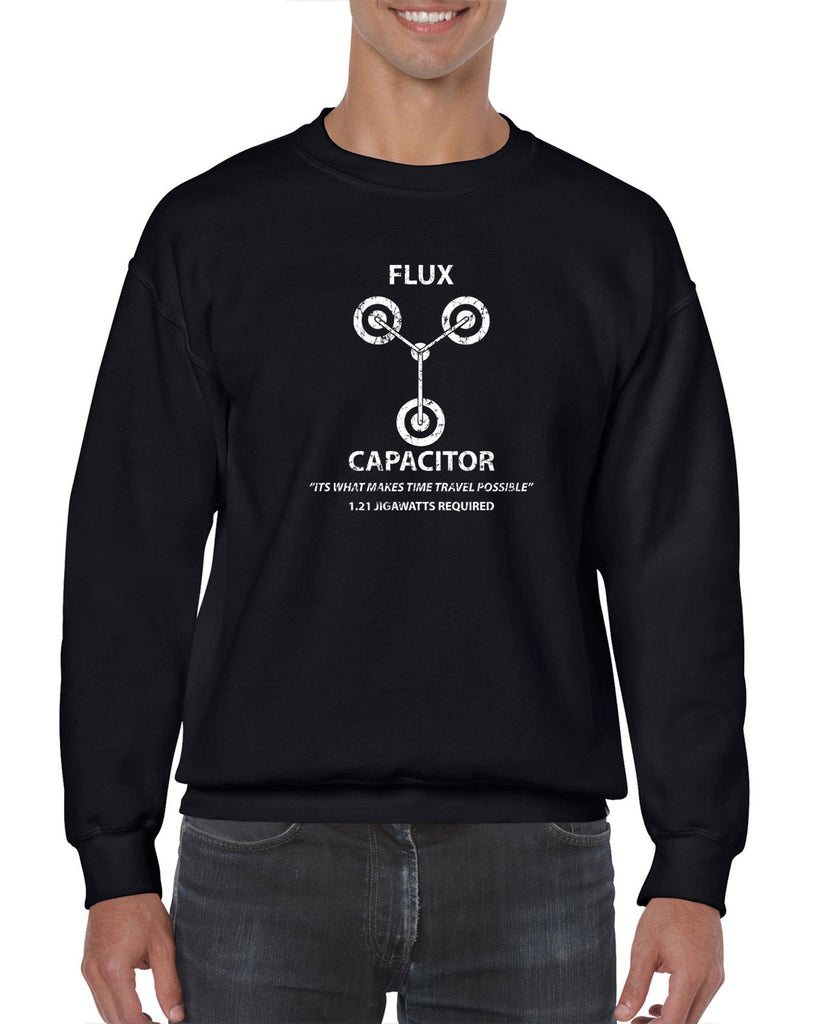 Flux Capacitor Crew Sweatshirt time travel back to the future marty mcfly doc brown 80s movie party