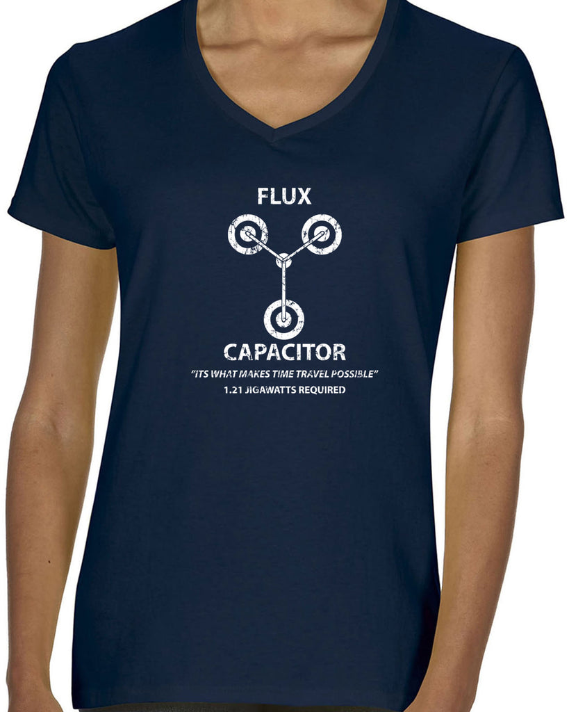 Women's Short Sleeve V-Neck T-Shirt - Flux Capacitor