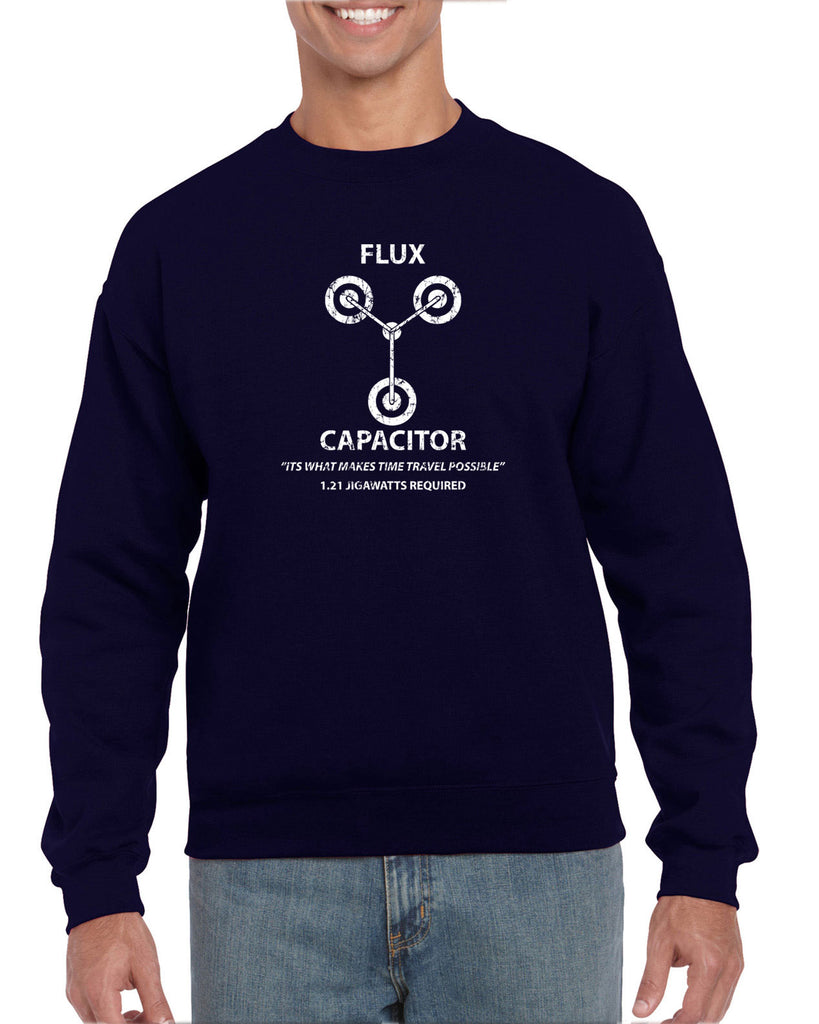 Flux Capacitor Crew Sweatshirt time travel back to the future marty mcfly doc brown 80s movie party